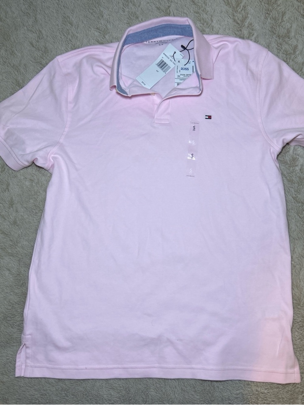 Tommy Hilfiger Light Pink Polo with Contrast Collar Trim